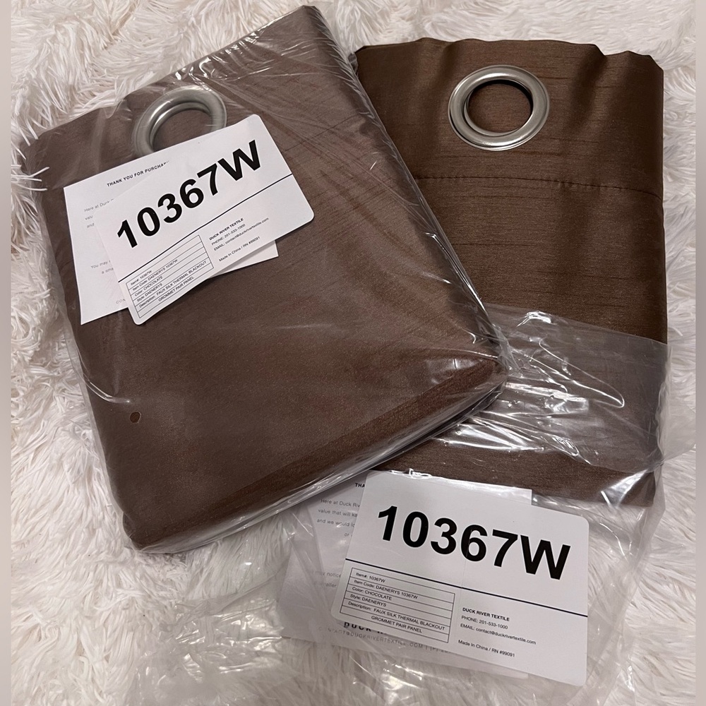 Brown Faux Silk Thermal/Blackout Grommet Curtains